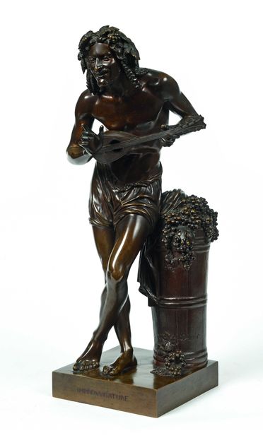 null 
Francisque DURET (1804-1865) L'improvisateur Epreuve en bronze à patine brune...