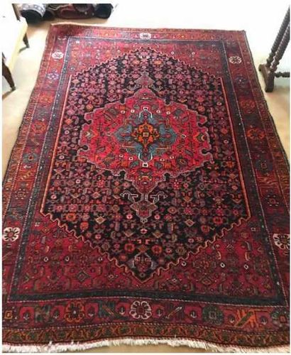null Bidjar (Iran) middle of the 20th century. Woolen carpet with Herati decoration...