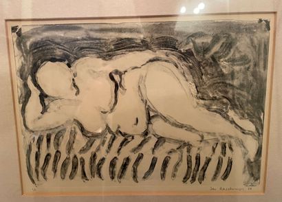 null Jan REICHWARGER (Born in 1942) Reclining woman. Etching numbered 1/1, signed...