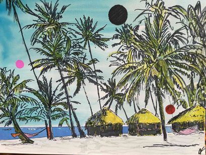 null 152 André FRANCIS (1925-2019) Lot de trente dessins Asie 2 - Océanie - Martinique,...