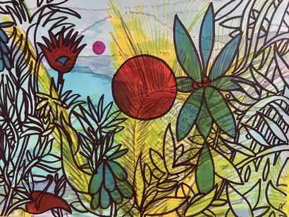 null 150 André FRANCIS (1925-2019) Lot de cinquante dessins Nature - fleurs - jardins,...