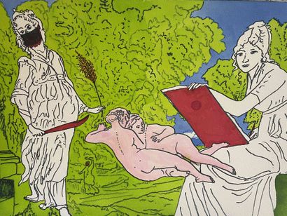null 158 André FRANCIS (1925-2019) Lot de vingt dessins Rencontres - Série C. Aquarelle,...