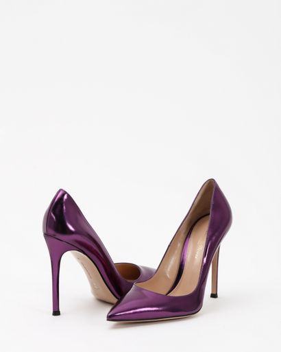 null GIANVITO ROSSI : escarpins en cuir violet métallisé.T. 39Talon Ht. : 11 cm