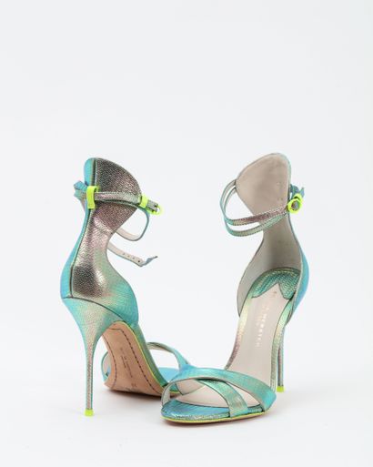 null SOPHIA WERSTER - J. CREW: iridescent green and gold leather sandals, buckle...