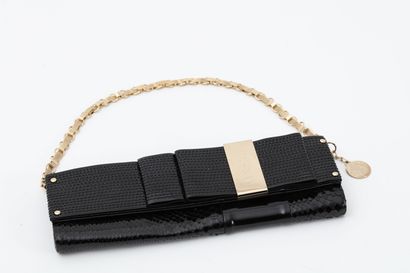 null VERSACE : evening clutch bag with flap in smooth leather and python style, snap...