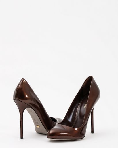 null SERGIO ROSSI: brown patent leather pumpsT. 39Ht. Heel: 11.5 cm