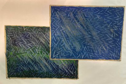 null Yorgos NIKAS (1954-2010) Two compositions with chevrons (blue and green) Mixed...