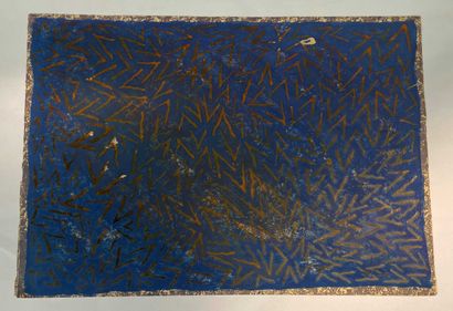 null Yorgos NIKAS (1954-2010) Trois compositions bleues aux chevrons. Huile sur papier....