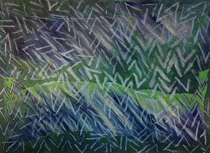 null Yorgos NIKAS (1954-2010) Two compositions with chevrons (blue and green) Mixed...