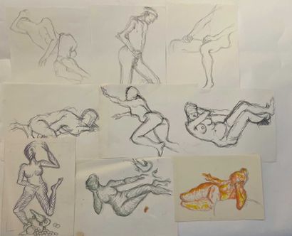 null Yorgos NIKAS (1954-2010) Lot of twenty studies of male and female nudes. Pastels,...