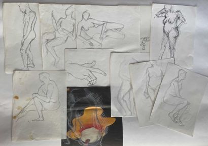 null Yorgos NIKAS (1954-2010) Lot of studies of male and female nudes. 32 x 24 cm...
