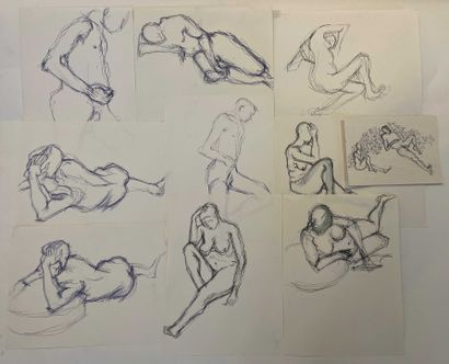 null Yorgos NIKAS (1954-2010) Lot d études de nus homme et femme. 32 x 24 cm 28 x...