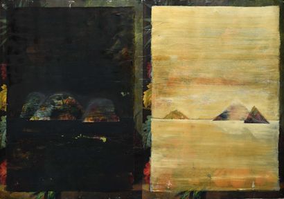 null Yorgos NIKAS (1954-2010) Untitled - Diptych islands Two posters enhanced with...