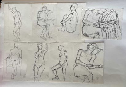 null Yorgos NIKAS (1954-2010) Lot of studies of male and female nudes, numbered....