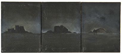 null Yorgos NIKAS (1954-2010) Untitled - Islands Oil on canvas in triptych. 35 x...