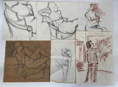 null Yorgos NIKAS (1954-2010) Lot de vingt-cinq dessins, études et croquis dont autoportrait...