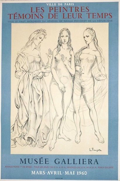 null Léonard FOUJITA (1886-1968) Affiche lithographiée, imprimée par Mourlot, signature...