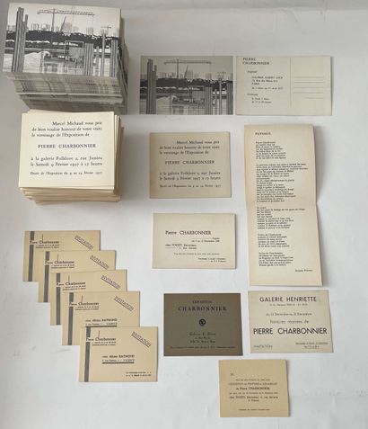 null Pierre CHARBONNIER (1897-1978). Fort lot de documents, dépliants et cartons...