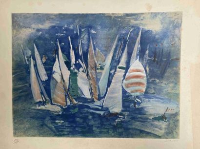 null Raoul PRADIER (Born in 1929) 

The sailboats

Lithograph in colors.

Signed...
