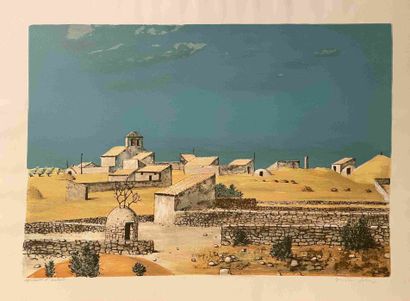 null Jean-Pierre ALAUX (1925 2020) Mediterranean landscape. Lithograph in colors....