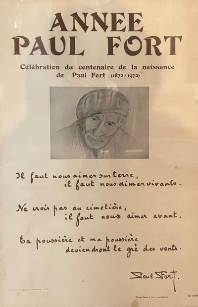 null Affiche lithographiée - Année Paul Fort Célébration du centenaire de la naissance...