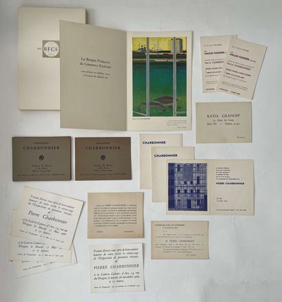 null Pierre CHARBONNIER (1897-1978). Strong batch of documents, leaflets and invitation...