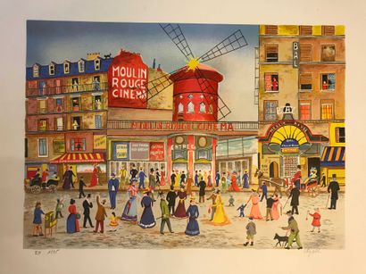null Gianni GUGLIELMETTI dit UGELLI (1936 2007) Le moulin rouge Lithograph in colors,...