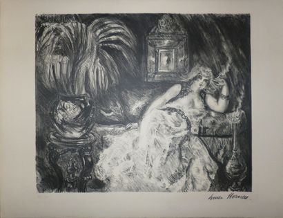 null Louise HERVIEU (1978-1954) Original lithograph on vellum. Signed lower right...
