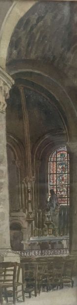 null School of the XXth century 

The transept

Watercolor on paper. 

20,5 x 7 ...