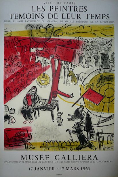 null Marc CHAGALL (1887-1985) Poster lithographed Mourlot, The painters witnesses...