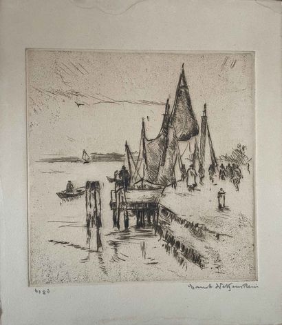 null Ernst WETZENSTEIN (1890 - ?)

Harbour scene

Engraving in black. 

Signed lower...