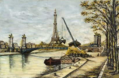 null A COUDRAY (XXe siecle)

PARIS Pont Alexandre III, juillet 1952

Huile sur toile....