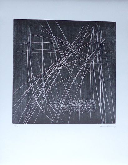null Hans HARTUNG (1904-1989) Engraving on BFK Rives paper. Signed lower right and...