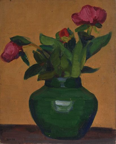 null 144 Jules Emile ZINGG (1882-1942) Bouquet de fleurs Paysan labourant son champ...
