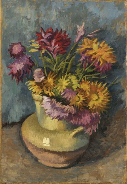 null 194 Georges TCHERKESSOFF (1900-1943) Chrysanthemums Oil on canvas. Bears on...