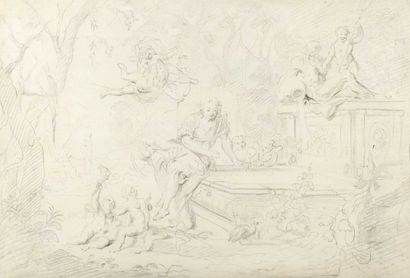 null 65 Attribué à Gérard de LAIRESSE (1641-1711) Narcisse Pierre noire. 32 x 47...