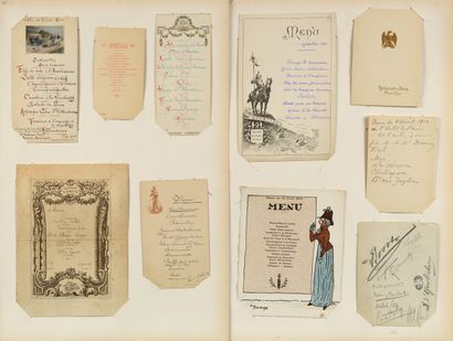 null 20 Lot of 10 gastronomic menu cards. Dating from 1901 to 1915. With handwritten...