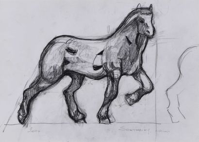 null 111 Lucien SOETEWEY (1939) Etude de cheval Crayon sur papier. Signée en bas...