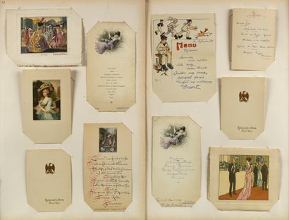 null 18 Lot of 10 gastronomic menu cards. Dating from 1908 to 1911. With handwritten...