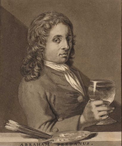 null 61 Frans DECKER (1684-1751) Portrait d Abraham Perdanus Lavis gris, crayon noir....