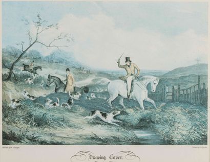 null SCHAYER (XXth century) Chasse à courre Lithograph in color. Signed and dated...