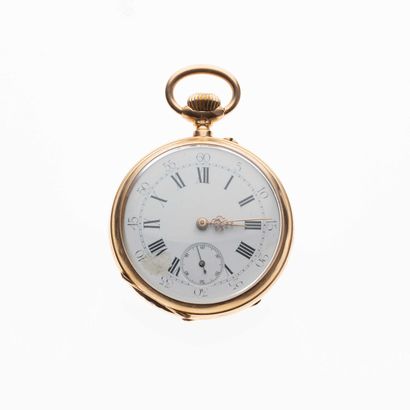 null 2 Pocket watch in 18K yellow gold (750 ) with mechanical movement. Round case...