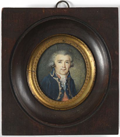 null Ecole française du XVIIIe siècle Portrait d un homme de qualité Miniature polychrome...