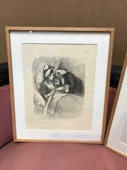 null Steinlen Ensemble de trois lithographies en noir