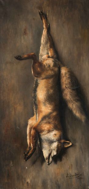 null F. JOURDAN Le renard, 1894 Huile sur toile. Signée en bas à droite et datée....