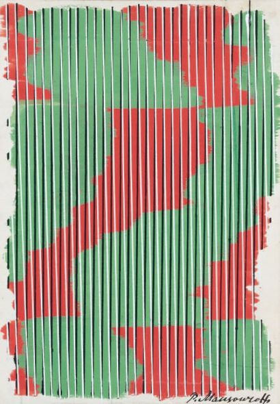 Paul MANSOUROFF (1896-1983) Projet rouge et vert Gouache signée en bas à droite....