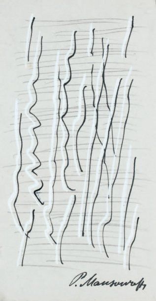 Paul MANSOUROFF (1896-1983) Composition Crayon, encre et gouache blanche signée en...
