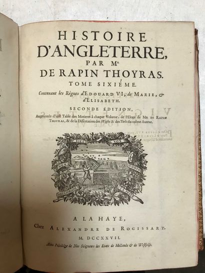 null BY RAPIN THOYRAS. History of England. The Hague 1727. Volumes 2,3,4,5,6,7 and...