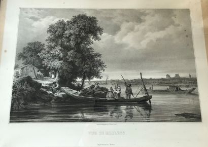null Edmond TUDOT (1805-1861) vue de Moulins. Gravure 32 x 42,5cm à vue.