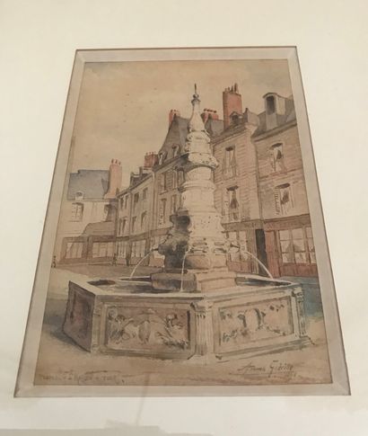 null Armand GUERITTE Paire d aquarelles présentant des vues de Tour, Place du Grand...